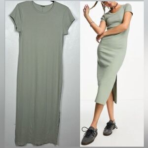 Elie Tahari Short Sleeve Jersey Midi T-shirt Dress In Light Green Size L